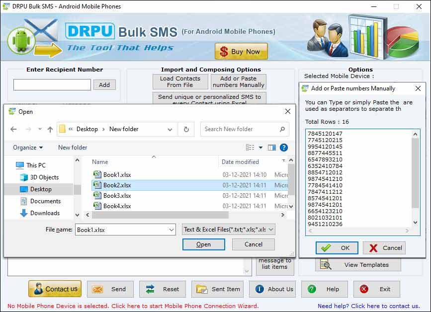 Screenshot of Android Bulk SMS