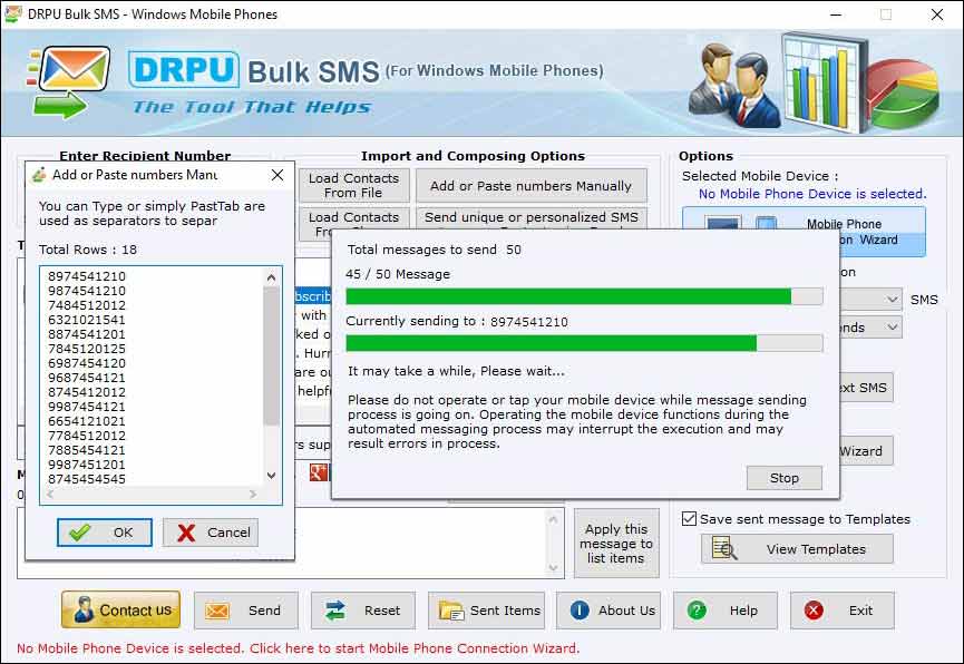 Screenshot of Microsoft SMS