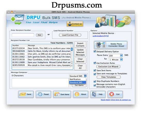Screenshot of Mac SMS Software for Android