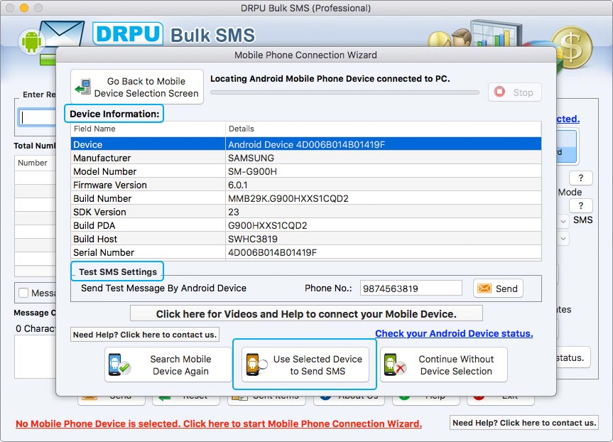 MAC bulk SMS Professional Device Information