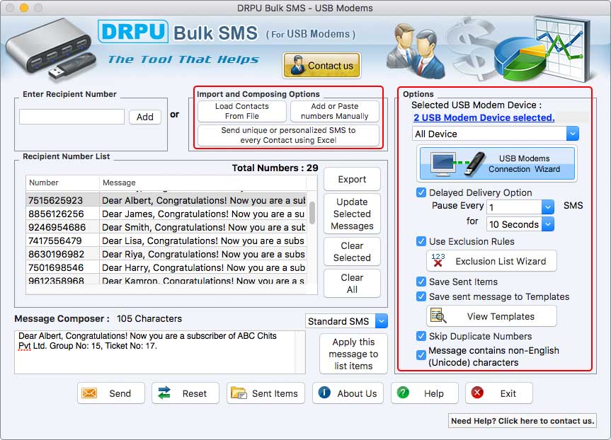 MAC Bulk SMS Software for USB Modems