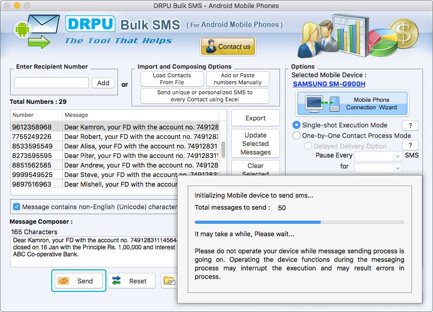 MAC Bulk SMS Message Sending Procedure