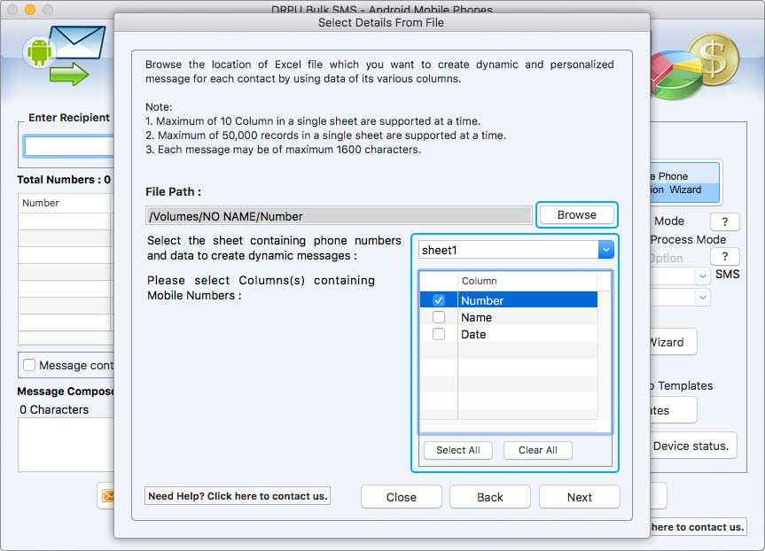 Sheet MAC Bulk SMS Contact EXEL Sheet
