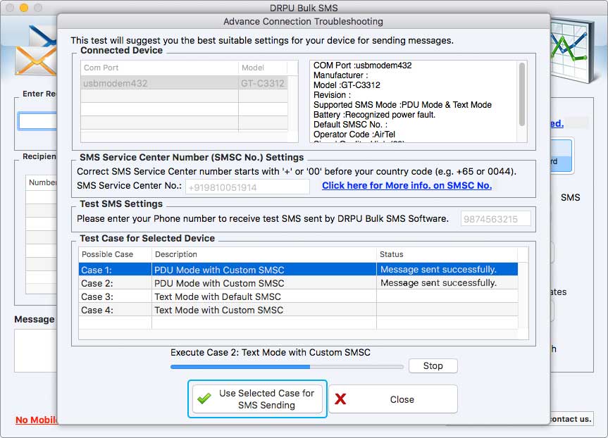 MAC bulk SMS software for GSM Advance Connection Troublesshooting