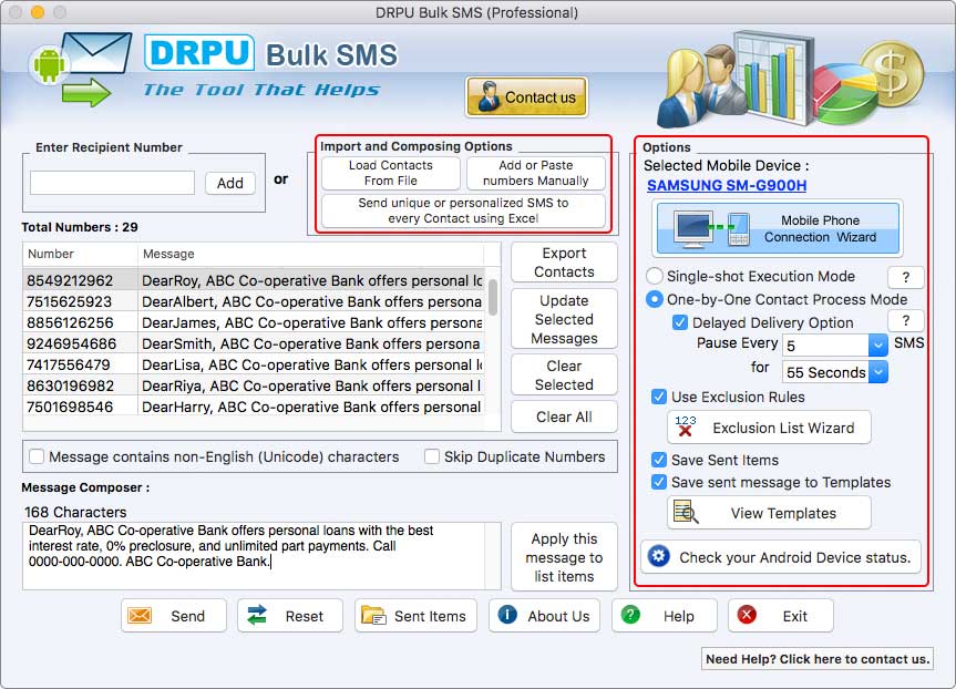 Mac Bulk SMS Software - Professional