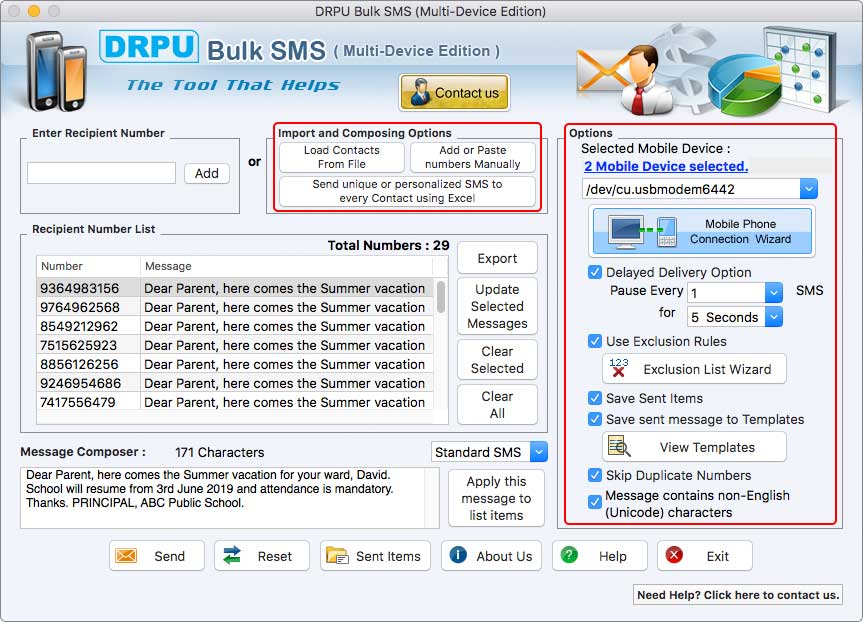 Mac Bulk SMS Software for Multi Device