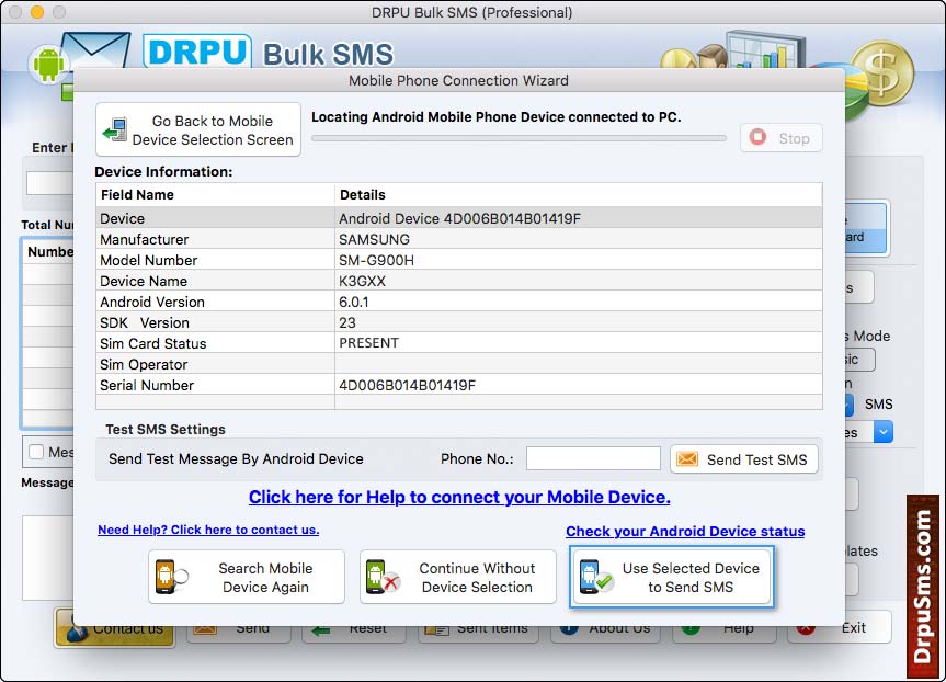 Device Information MAC bulk SMS Professional Device Information